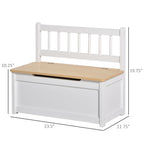 2-in-1 Kids Wooden Toy Organizer Chest Storage Box with Seat Bench Cabinet Chunk Cube with Safety Pneumatic Rod White