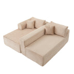 Compressed Sofa Minimalist Sectional with Comfy Chaise, Modular Oversized Sofa for Living Rooms, 110'' L x 70.5'' W x 23.5'' H, Beige