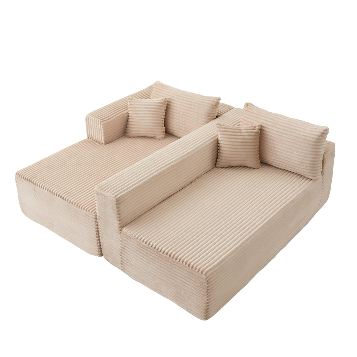 Compressed Sofa Minimalist Sectional with Comfy Chaise, Modular Oversized Sofa for Living Rooms, 110'' L x 70.5'' W x 23.5'' H, Beige