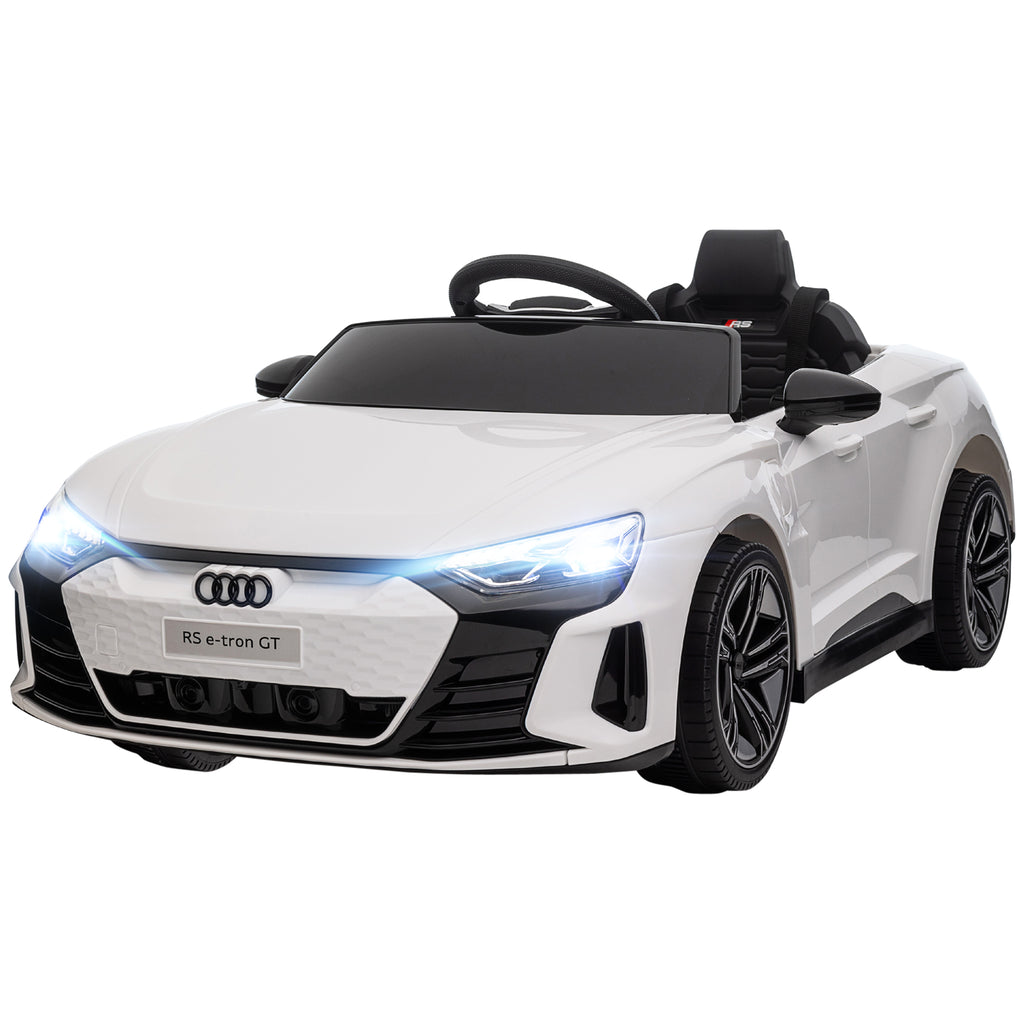 Licensed RS e-tron GT 12V Ride On Car Truck for Kids, Electric Car Ride On Vehicle w/Parent Remote Control, Music, Lights, for Toddlers, White