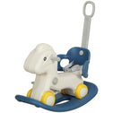 4 in 1 Rocking Horse for Toddles 1-3 Years with Detachable Push Handle & Balance Board, Blue