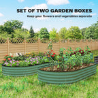 7' x 3' x 1' Raised Garden Bed Set, 2PCS Raised Beds for Gardening with Metal Plant Stakes, Green