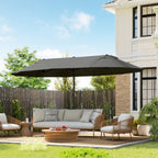 Extra Large 15 ft Patio Umbrella, Double-Sided Wide Outdoor Umbrella with Crank Handle and Air Vents for Backyard, Deck, Pool, Market, Gray