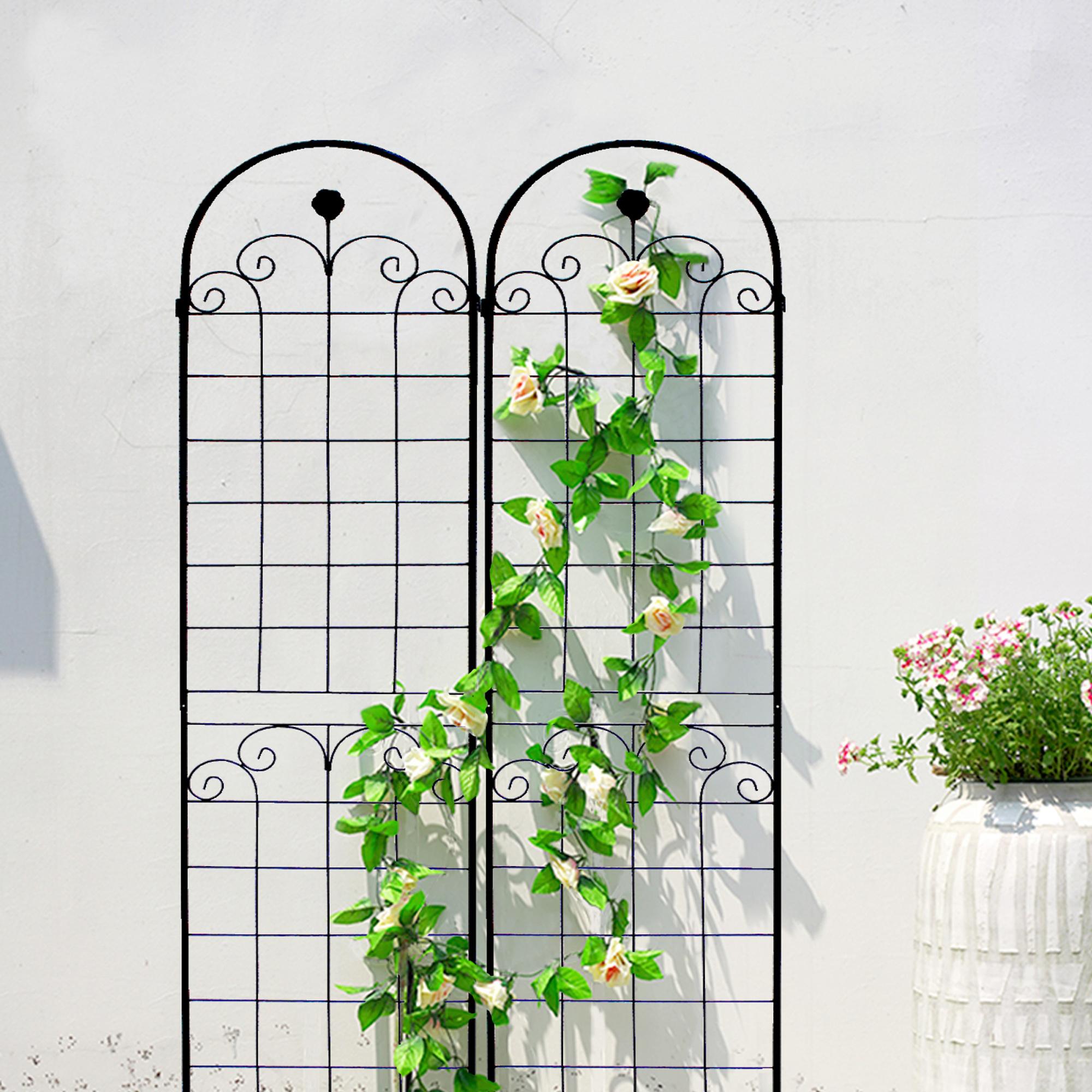 4 Pack Metal Garden Trellis for Climbing Plants with Galvanized Tubes, Easy Assembled Rustproof Plant Support, 80" L x 87" H, Black