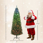 7ft Artificial Christmas Tree with Colorful DIY Synchronized Lights, Remote, Hinged Slim Fir with Daily Timer