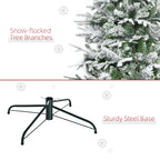 9' Unlit Snow Flocked Pine Artificial Christmas Tree with Realistic Branches and 1159 Tips, Green