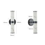 Set of 2 Resin Marble Texture Wall Lights with Iron Metal Frame, Elegant Lighting Fixtures for Hallways, Bedrooms, 5" L x 5.5" W x 14" H, Black