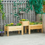 Raised Garden Bed Set of 3, Wooden Elevated Planter Box with Legs and Bed Liner, for Backyard and Patio to Grow Vegetables, Herbs, and Flowers, Natural