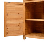 Tall Potting Bench with 3 Shelves, 6 Drawers, Hutch and Cabinet, Wood Garden Workstation for Patio, 50'' L x 20.5'' W x 65.5'' H, Natural
