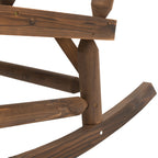 2-Person Wood Rocking Chair with Log Design, Heavy Duty Loveseat with Wide Curved Seats for Patio, Backyard, Garden, Walnut