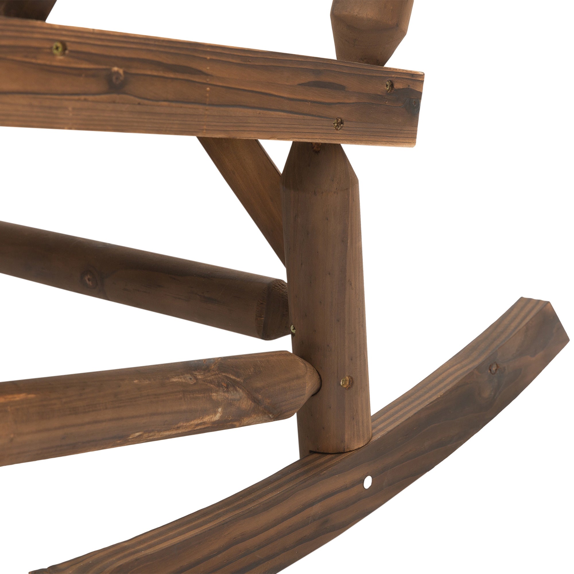 2-Person Wood Rocking Chair with Log Design, Heavy Duty Loveseat with Wide Curved Seats for Patio, Backyard, Garden, Walnut
