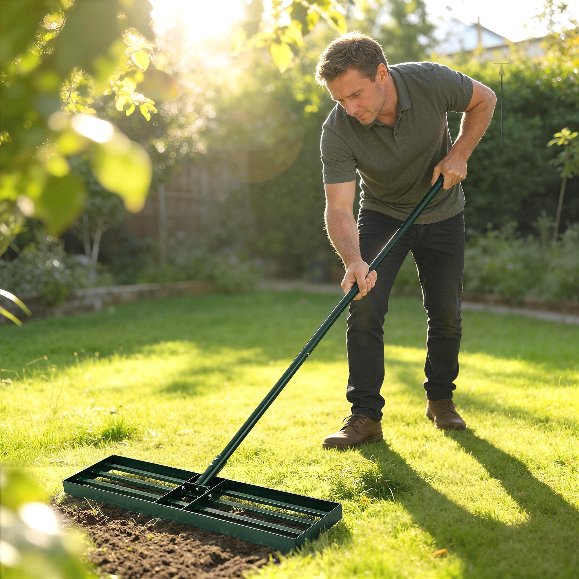 Lawn Leveling Rake, 30" x 10" Heavy Duty Yard Leveling Rake with 66.5" Handle for Backyard, Golf Course