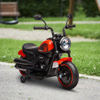 6V Kids Motorcycle w/ Training Wheels, Single-Button Start, Red