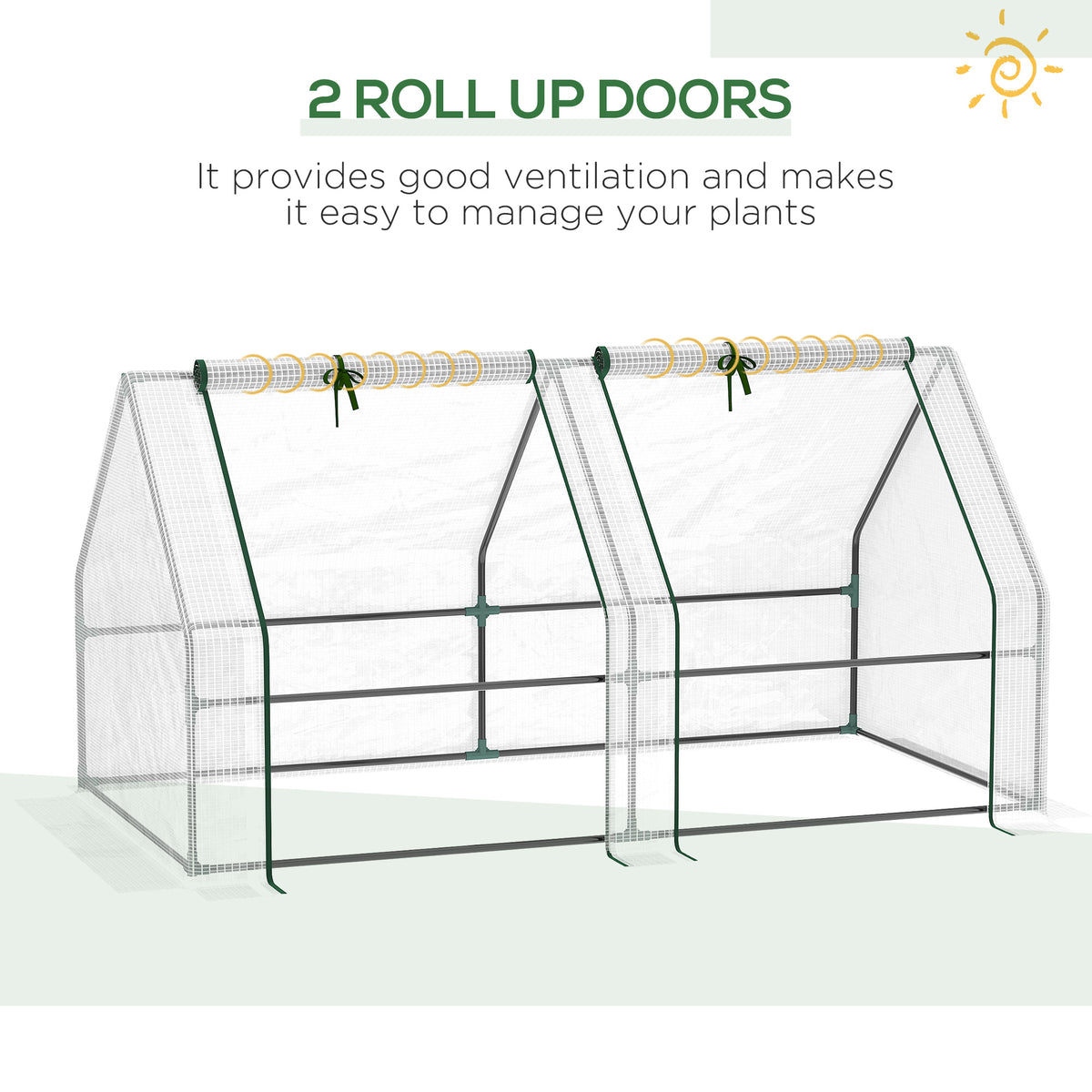 Portable Mini Greenhouse, Outdoor Garden with Large Zipper Doors and Water/UV PE Cover, 5.9' x 3' x 3', White