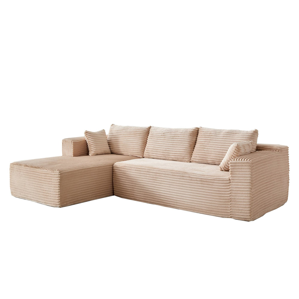 Compressed Sofa Minimalist Sectional with Comfy Chaise, Modular Oversized Sofa for Living Rooms, 110'' L x 70.5'' W x 23.5'' H, Beige