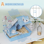 Hamster Cage, 3-Tier Small Animal Cage with Exercise Wheel, Food Bowl, Water Bottle, House, Tunnels, Ramps