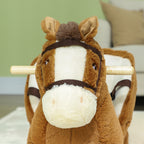 Baby Rocking Horse, Kids Ride-on with Sound, Wooden Base & Safety Belt for Ages 18-36 Months, Brown