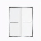 Double Sliding Shower Door with Explosion-Proof Safety Film, Durable Aluminum Panel for Bathroom, 54" L x 0.5" W x 72" H, Brushed Nickel