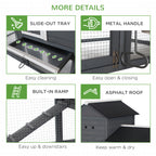 84" Wooden Chicken Coop, Hen House Outdoor with Run Nesting Box, Asphalt Roof, Removable Tray, Ramp, Poultry Cage for 2-3 Chickens, Gray