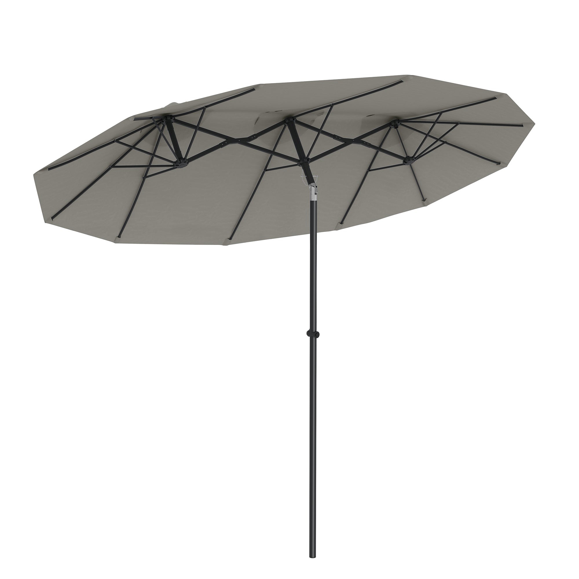 Double Sided Patio Umbrella, 9.7' Large Outdoor Market Umbrella with Push Button Tilt and Crank, 3 Air Vents and 12 Ribs, for Garden, Deck, Pool, Gray