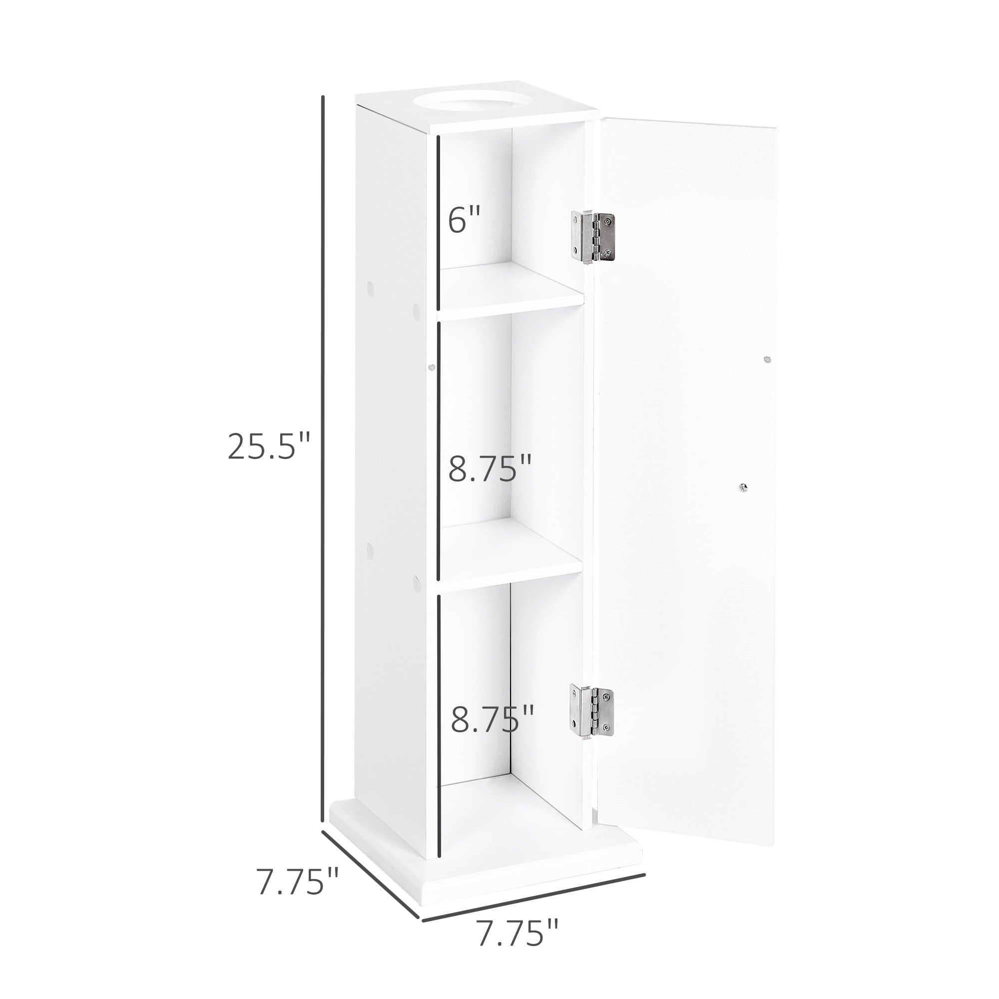 Small Toilet Paper Cabinet, Bathroom Corner Cabinet with Doors and Shelves for Paper Shampoo, White