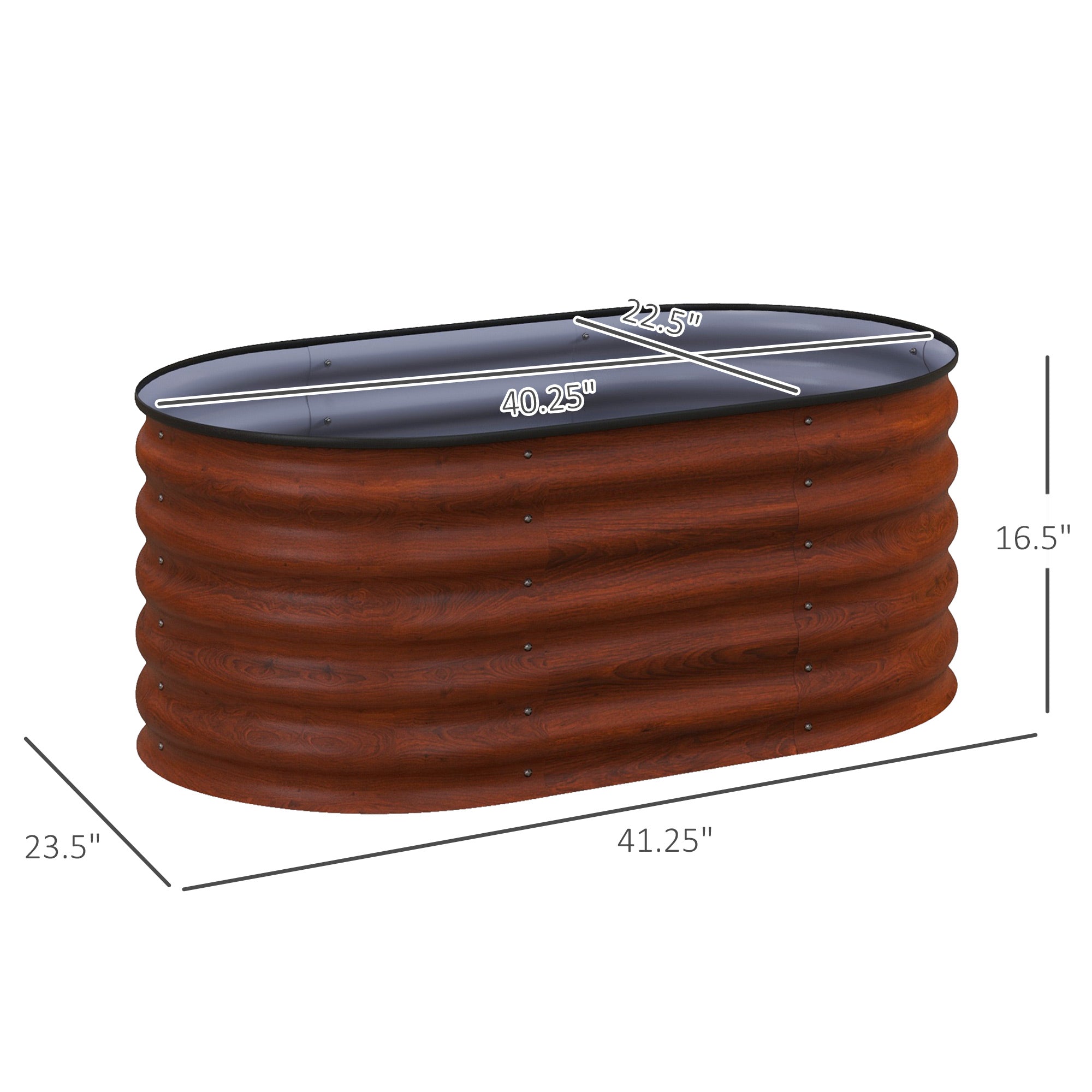 3.4' x 2' x 1.4' Galvanized Raised Garden Bed Kit, Metal Planter Box with Safety Edging, Brown