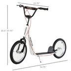 Youth Scooter Kick Scooter for Kids 5+ with Adjustable Handlebar Front and Rear Dual Brakes Inflatable Wheels, White