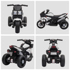 6V Kids Motorcycle, Battery-Operated Mini Electric Motorbike with Forward/Reverse Switch, Horn, White