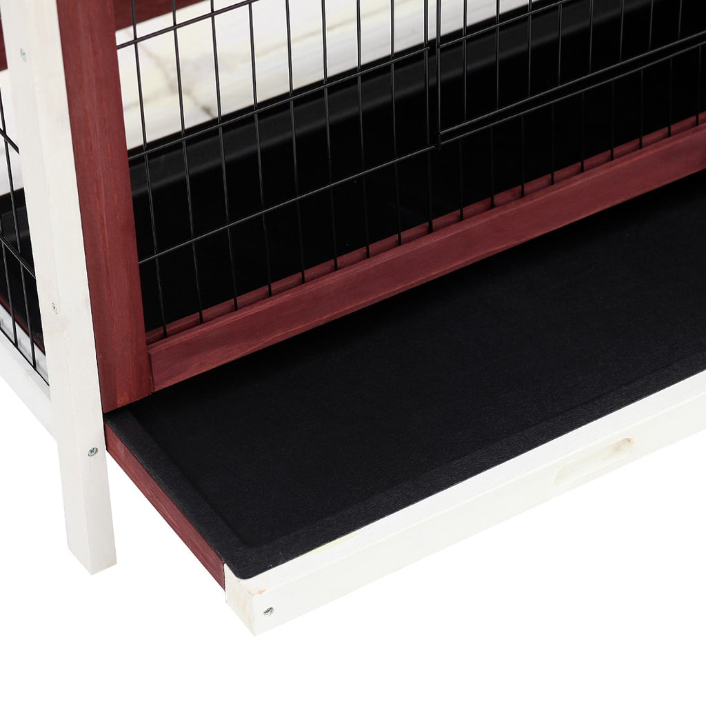 54" 2-Story Weatherproof Stackable Elevated Wooden Rabbit Hutch with Enclosed Run and Pull-Out Trays