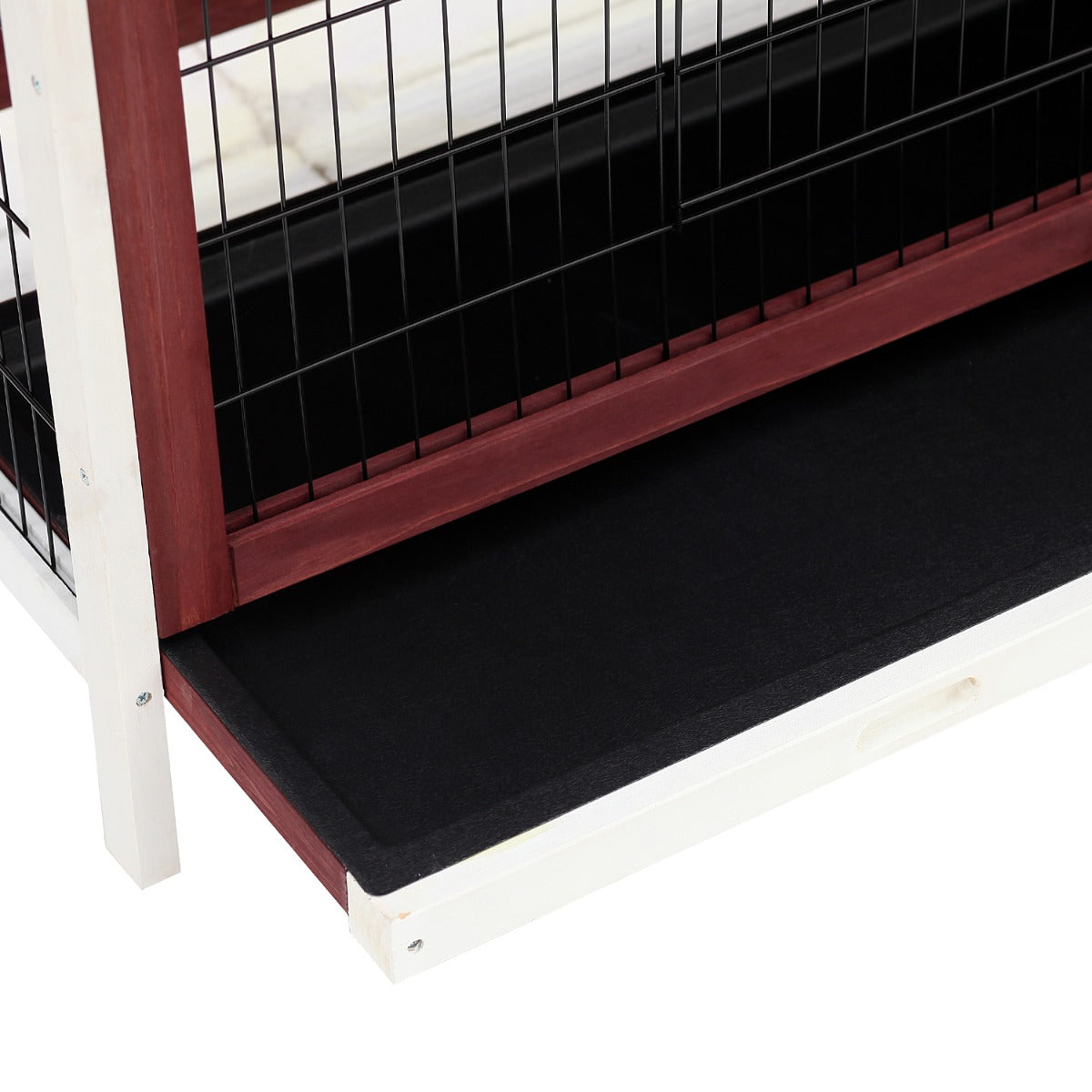 54" 2-Story Weatherproof Stackable Elevated Wooden Rabbit Hutch with Enclosed Run and Pull-Out Trays