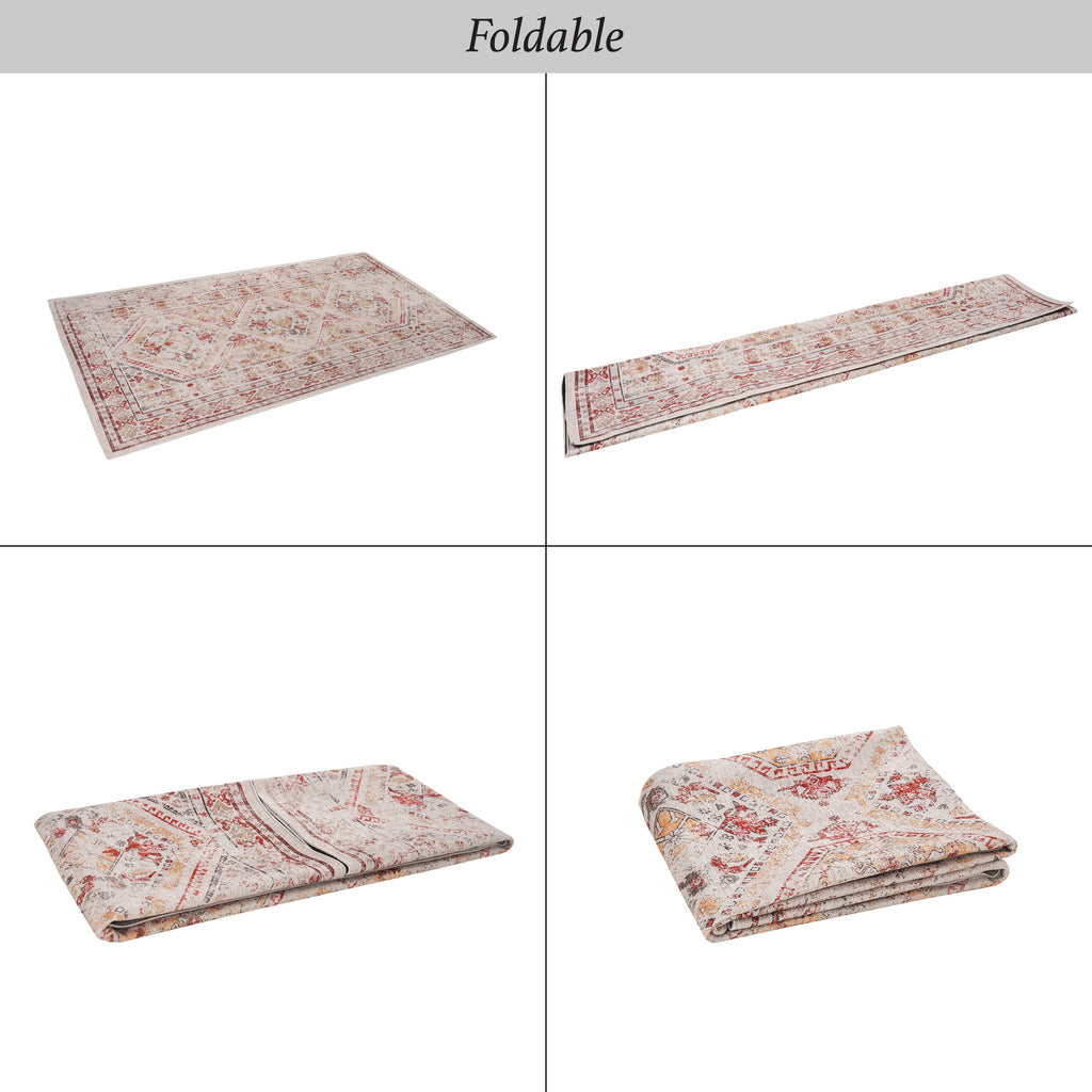 3x5 Non-Slip Machine Washable Area Rug with Low-Pile, Non-Shedding Kid and Pet Friendly Carpet, 36" L x 60" W x 0.15" H, Beige