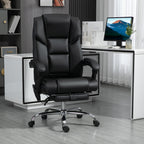 6 Point Vibration Massage Office Chair with Heat, PU Leather Computer Chair with Adjustable Height Reclining Back, Black