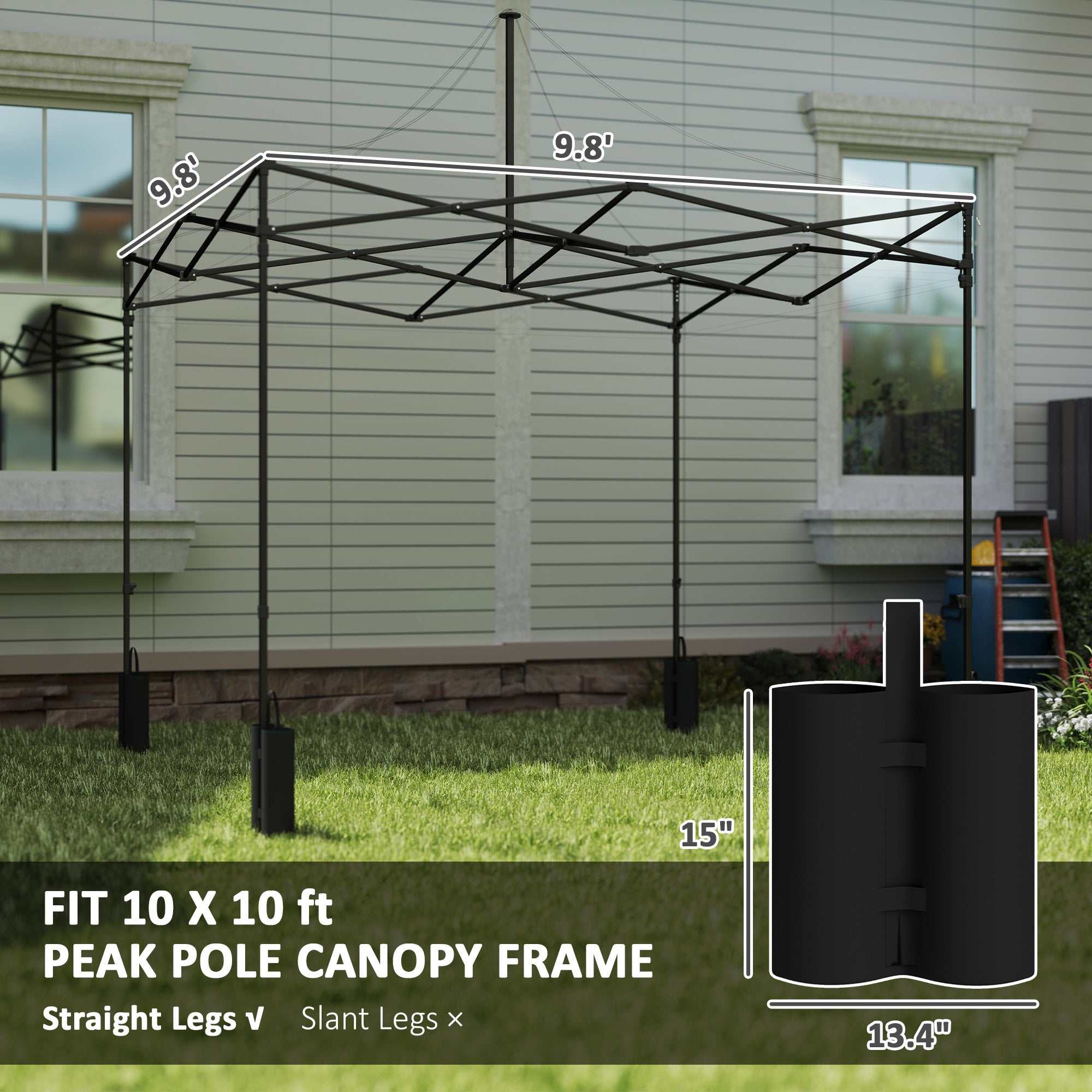 10' x 10' Replacement Canopy Top for Pop Up Canopy Tent with 4 Sand Bags, UPF50+ Protection, Dark Gray
