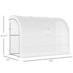 10' x 5' x 7' Outdoor Walk-In Greenhouse, Plant Nursery with Zippered Doors, PE Cover and 3 Wire Shelves, White