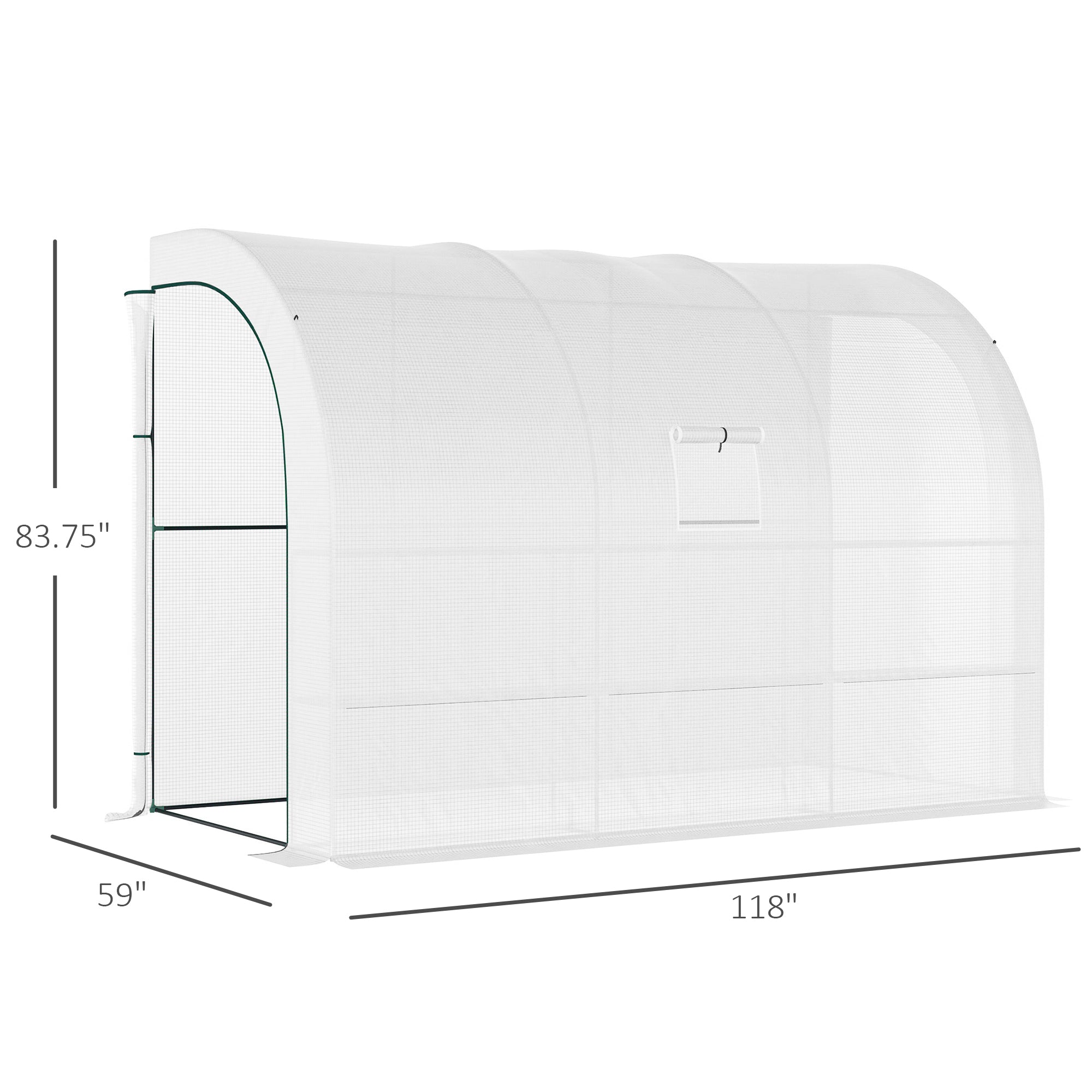 10' x 5' x 7' Outdoor Walk-In Greenhouse, Plant Nursery with Zippered Doors, PE Cover and 3 Wire Shelves, White