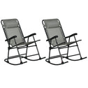 Outdoor Rocking Chair Set of 2, Patio Folding Lawn Rocker Set with Headrests for Yard, Patio, Deck, Backyard, Gray