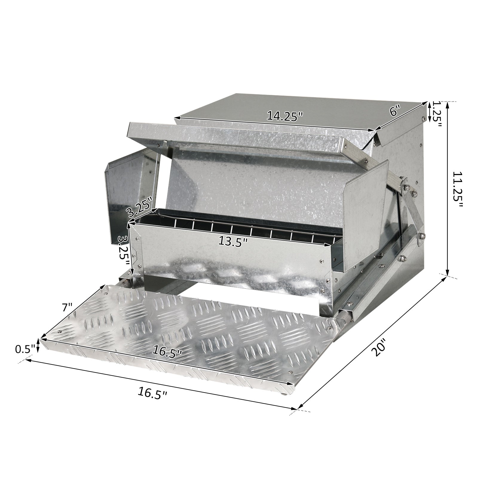 25 lbs Capacity Automatic Chicken Poultry Feeder with a Galvanized Steel and Aluminium Build, Weatherproof Design