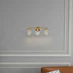 Luxurious Three-Light Vanity Wall Lamp with Clear Glass, Satin Brass Finish, Perfect for Bathroom Decor, 7.5" L x 22" W x 8.5" H, Clear+Gold