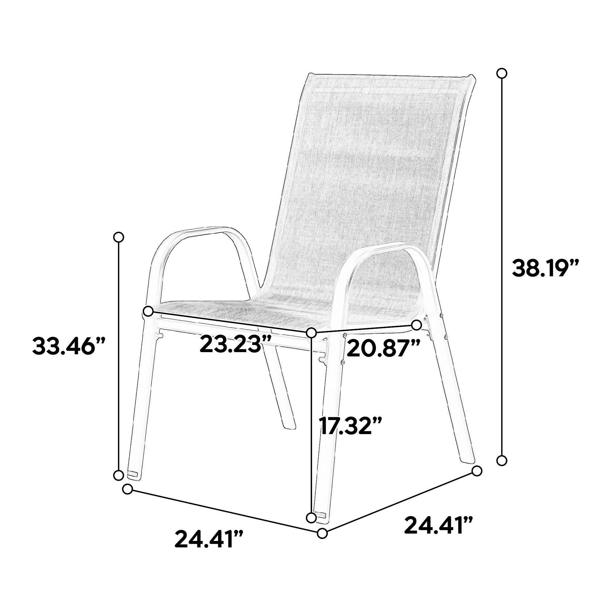4-Piece Patio Chairs Set with Breathable Textilene Fabric, Armrests and Backrest, Camping Chairs for Garden, Pool, 24.5" L x 24.5" W x 38" H, Brown