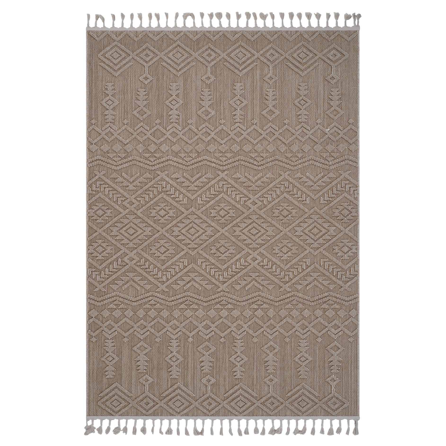 Naar 5x7 Indoor Outdoor Stain-Resistant Area Rug with Cotton Backing, Kid and Pet-Friendly Carpet, 90" L x 63" W x 0.3" H, Natural