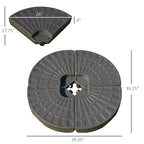4 Pieces Cantilever Patio Umbrella Base, Fan Shaped Umbrella Weight w/ Built-In Handles & Rugged Material, 148 lbs Water and 220 lbs Water and Sand, Coffee