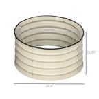 Set of 2 Raised Garden Bed, Metal Planter Box with Safety Edging, Easy-to-assemble Stock Tank, Cream