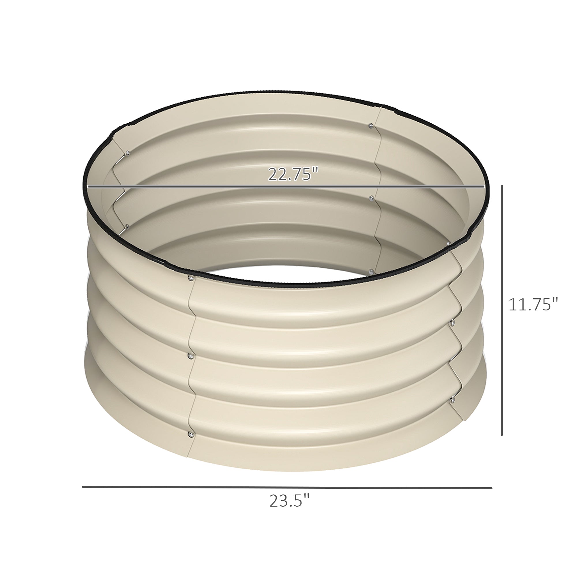 Set of 2 Raised Garden Bed, Metal Planter Box with Safety Edging, Easy-to-assemble Stock Tank, Cream