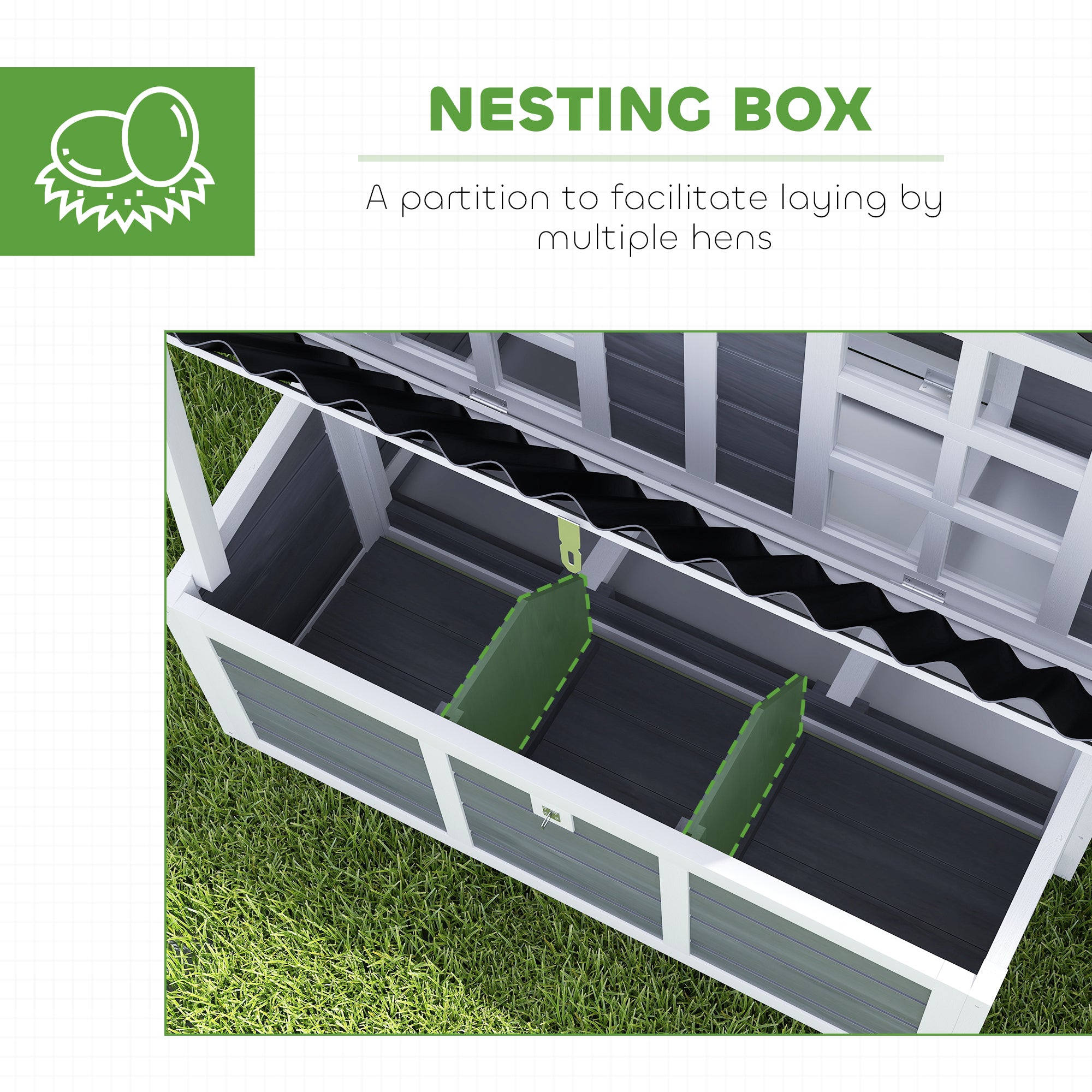 Wooden Chicken Coop with Nesting Box, Pull-Out Tray, Waterproof Roof, 39" Chicken House for 2-4 Chickens, Rabbits