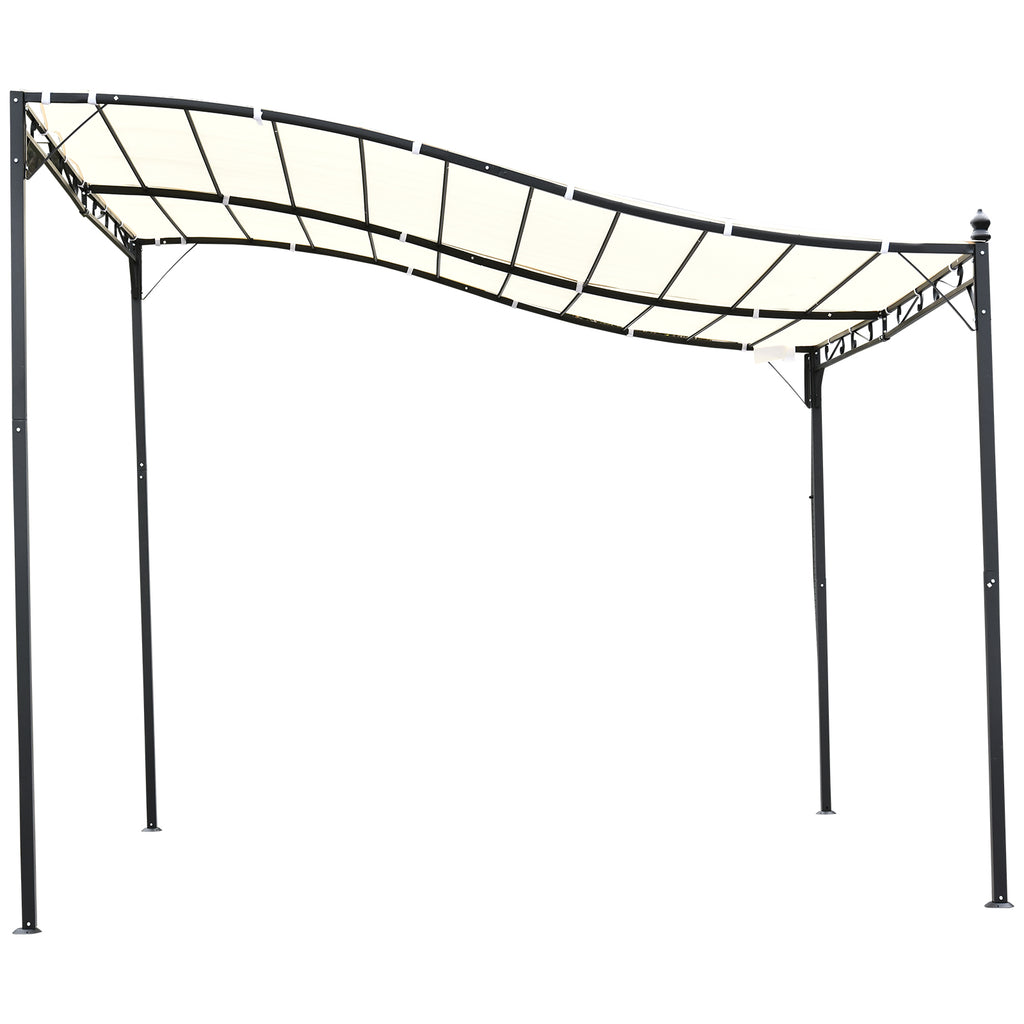 10' x 10' Steel Outdoor Pergola Gazebo, Patio Canopy with Weather-Resistant Fabric and Drainage Holes for Backyard, Deck, Garden, Cream White