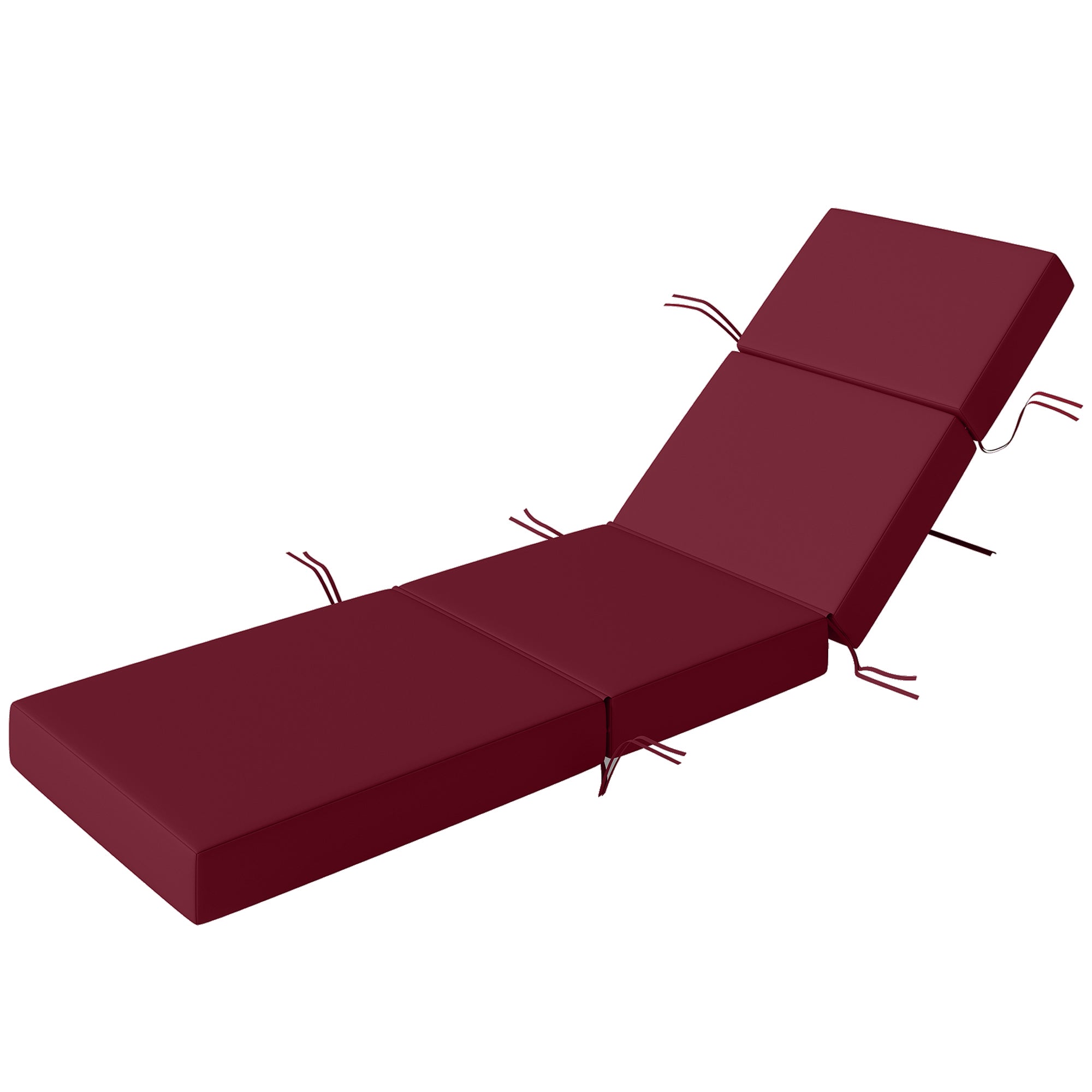 Chaise Lounge Cushion, 4" Thick Outdoor Lounge Chair Cushion with Ties for Patio, 21" x 72", Red