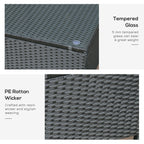 Patio Coffee Table, Large Side Table, Hand-Woven PE Rattan, Weather Resistant Wicker, Outdoor Furniture for Garden Black