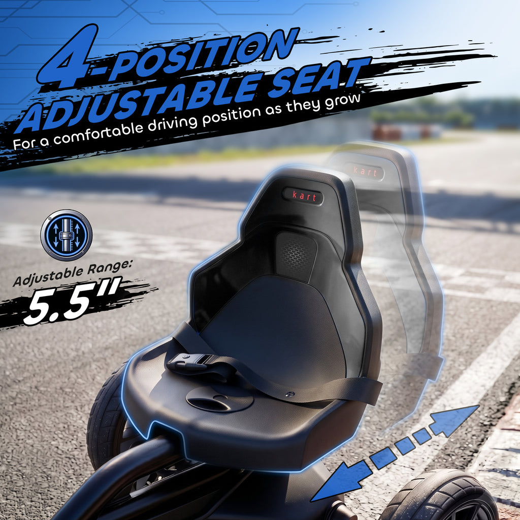 12V Electric Go Kart for Kids, Ride On Toy with EVA Tires, 2 Speeds, Adjustable Seat, Safety Belt for 3-8 Years, Black