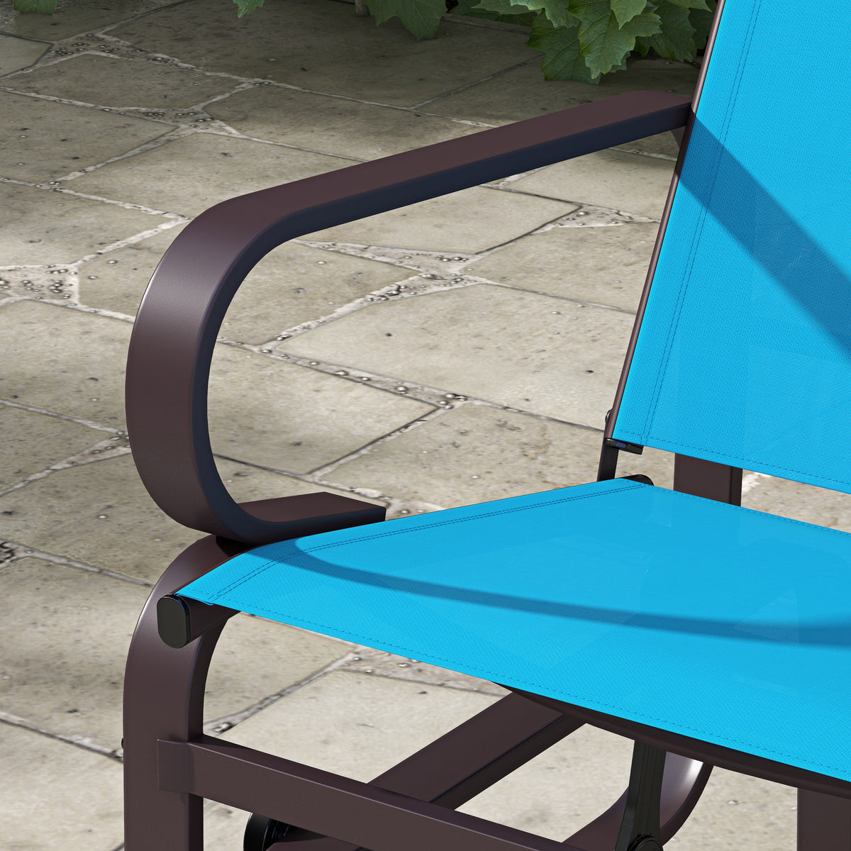 Gliding Lounger Chair, Single Rocker with Lightweight Metal & Mesh Construction, Blue