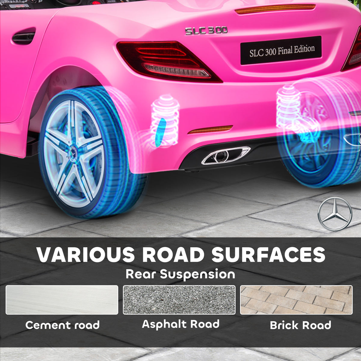 SLC 300 Licensed 12V Ride On Car for Kids with Remote Control, 2 Speeds, Battery Powered Kids Electric Car with Music, Lights, Suspension for 3-6 Years Old, Pink